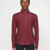 soldes en ligne New Balance Sport Spacedye 1/2 Zip – T-Shirt À Manches Longues – Washed Burgundy 23