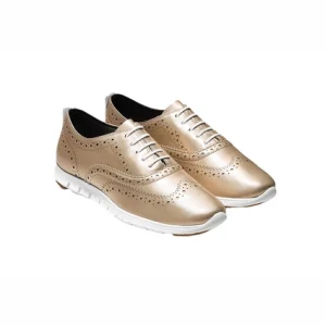 Chaussures Cole Haan Zerogrand Wing Oxford Matte Gold Leather White soldes magasin 12