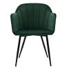 Vente Chaise Design En Tissu Velours Vert Et Métal Noir MILLY 25