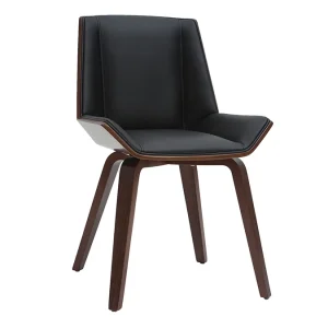 outlet soldes Chaise Design Noir Et Bois Foncé Noyer MELKIOR 11