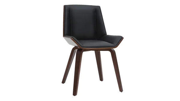 outlet soldes Chaise Design Noir Et Bois Foncé Noyer MELKIOR 3