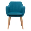 Retour Facile et Gratuit Chaise Scandinave En Tissu Bleu Canard Et Bois Clair ALEYNA 28