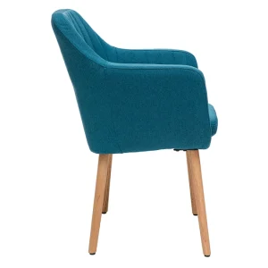 Retour Facile et Gratuit Chaise Scandinave En Tissu Bleu Canard Et Bois Clair ALEYNA 14