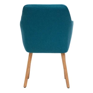 Retour Facile et Gratuit Chaise Scandinave En Tissu Bleu Canard Et Bois Clair ALEYNA 16