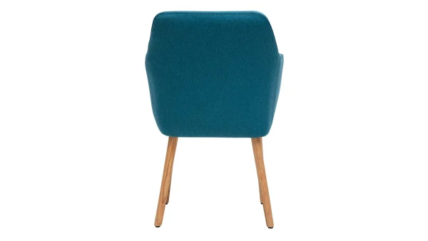 Retour Facile et Gratuit Chaise Scandinave En Tissu Bleu Canard Et Bois Clair ALEYNA 5