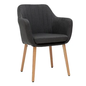 soldes pas cher Chaise Scandinave En Tissu Gris Anthracite Et Bois Clair ALEYNA 12