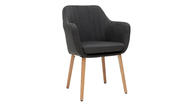 soldes pas cher Chaise Scandinave En Tissu Gris Anthracite Et Bois Clair ALEYNA 3