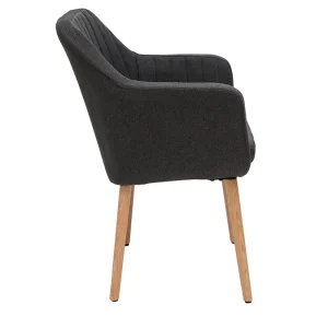 soldes pas cher Chaise Scandinave En Tissu Gris Anthracite Et Bois Clair ALEYNA 14