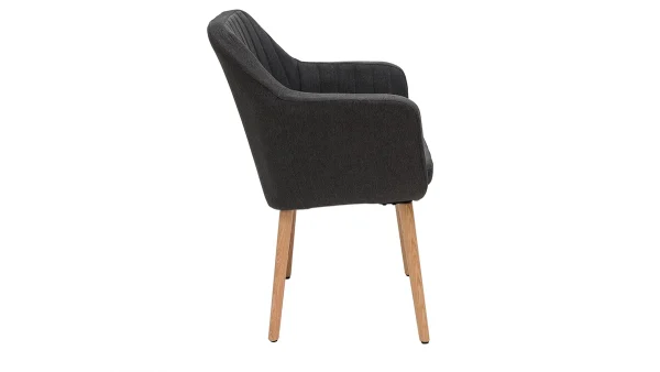 soldes pas cher Chaise Scandinave En Tissu Gris Anthracite Et Bois Clair ALEYNA 4