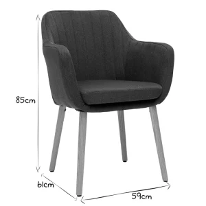 soldes pas cher Chaise Scandinave En Tissu Gris Anthracite Et Bois Clair ALEYNA 22