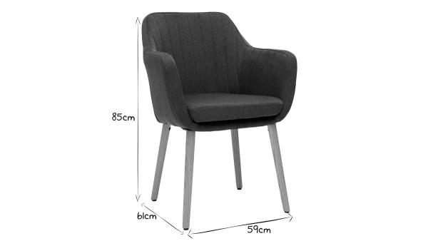 soldes pas cher Chaise Scandinave En Tissu Gris Anthracite Et Bois Clair ALEYNA 8