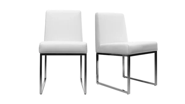 Chaises Design Blanc Et Acier Chromé (lot De 2) JUNIA pas cher en ligne 1