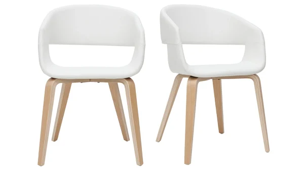 Chaises Design Blanc Et Bois Clair (lot De 2) SLAM magasin solde 1