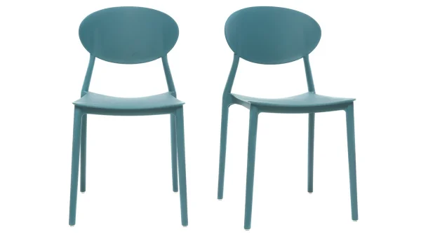 Chaises Design Empilables Bleu Canard (lot De 2) ANNA Acheter 1