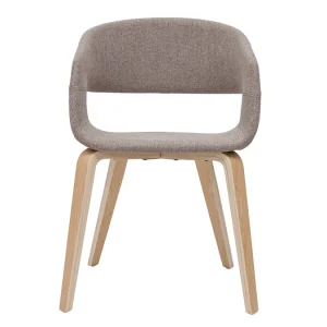 Chaises Design En Tissu Taupe Et Bois Clair Chêne (lot De 2) SLAM soldes en ligne 11