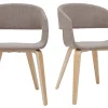 Chaises Design En Tissu Taupe Et Bois Clair Chêne (lot De 2) SLAM soldes en ligne 28