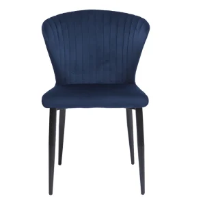 Chaises Design En Tissu Velours Bleu Et Métal Noir (lot De 2) KAYEL Achat 12