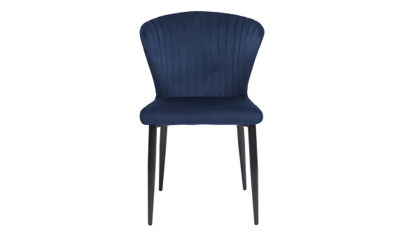 Chaises Design En Tissu Velours Bleu Et Métal Noir (lot De 2) KAYEL Achat 3