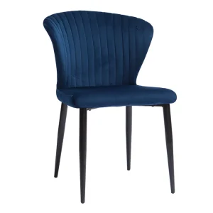 Chaises Design En Tissu Velours Bleu Et Métal Noir (lot De 2) KAYEL Achat 14