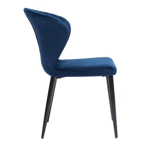 Chaises Design En Tissu Velours Bleu Et Métal Noir (lot De 2) KAYEL Achat 16