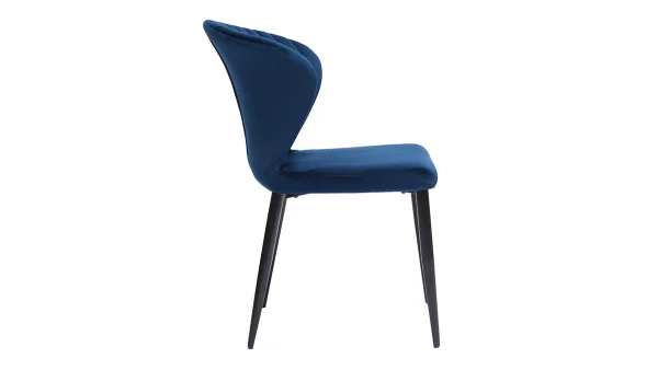 Chaises Design En Tissu Velours Bleu Et Métal Noir (lot De 2) KAYEL Achat 5