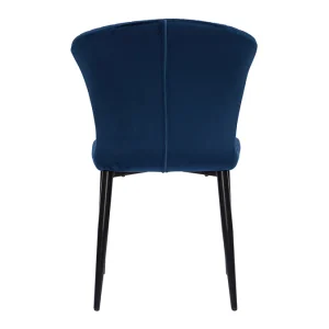 Chaises Design En Tissu Velours Bleu Et Métal Noir (lot De 2) KAYEL Achat 18