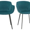 boutique Chaises Design En Tissu Velours Bleu Pétrole Et Métal Noir (lot De 2) SAKE 23