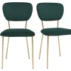 qualité d’originales Chaises Design En Tissu Velours Gaufré Vert Foncé Et Métal Doré (lot De 2) LEPIDUS 28