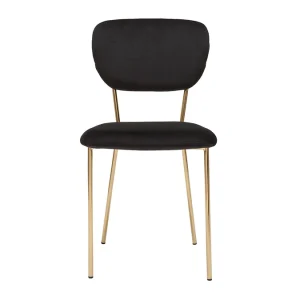 belle Chaises Design En Tissu Velours Noir Et Métal Doré (lot De 2) LEPIDUS 13