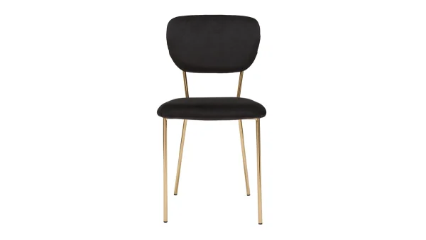 belle Chaises Design En Tissu Velours Noir Et Métal Doré (lot De 2) LEPIDUS 3