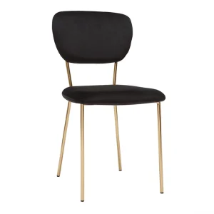 belle Chaises Design En Tissu Velours Noir Et Métal Doré (lot De 2) LEPIDUS 15