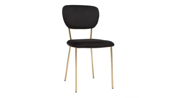 belle Chaises Design En Tissu Velours Noir Et Métal Doré (lot De 2) LEPIDUS 4