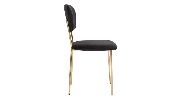 belle Chaises Design En Tissu Velours Noir Et Métal Doré (lot De 2) LEPIDUS 5