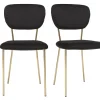 belle Chaises Design En Tissu Velours Noir Et Métal Doré (lot De 2) LEPIDUS 28