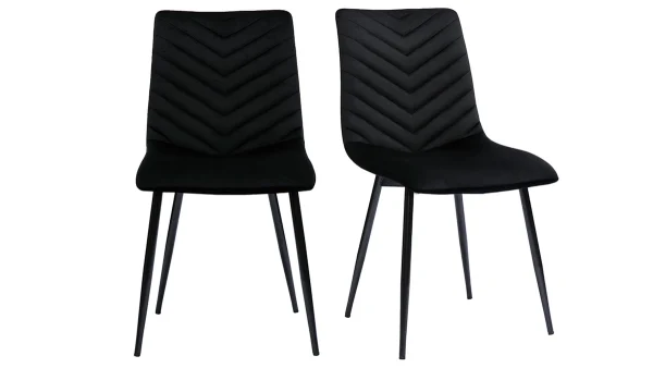 a Prix Discount Chaises Design En Tissu Velours Noir Et Métal Noir (lot De 2) PUMPKIN 1