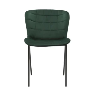 mode pas chere Chaises Design En Tissu Velours Vert Foncé Et Métal Noir (lot De 2) SAIGA 10