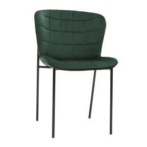 mode pas chere Chaises Design En Tissu Velours Vert Foncé Et Métal Noir (lot De 2) SAIGA 12