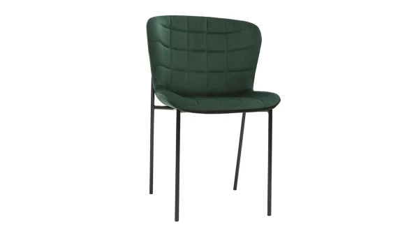 mode pas chere Chaises Design En Tissu Velours Vert Foncé Et Métal Noir (lot De 2) SAIGA 4