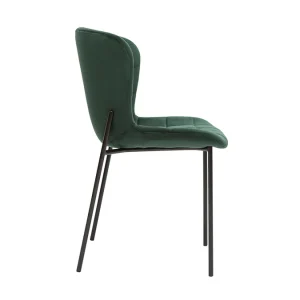 mode pas chere Chaises Design En Tissu Velours Vert Foncé Et Métal Noir (lot De 2) SAIGA 14