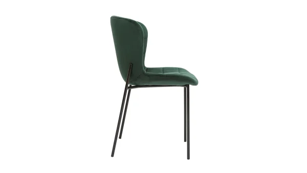 mode pas chere Chaises Design En Tissu Velours Vert Foncé Et Métal Noir (lot De 2) SAIGA 5