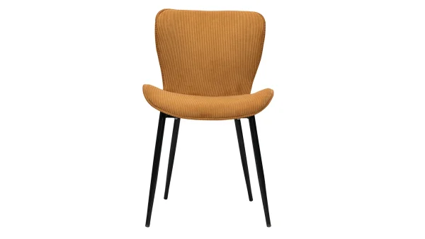 acheter Chaises Design En Velours Côtelé Jaune Curry Et Métal Noir (lot De 2) ADDICT 3