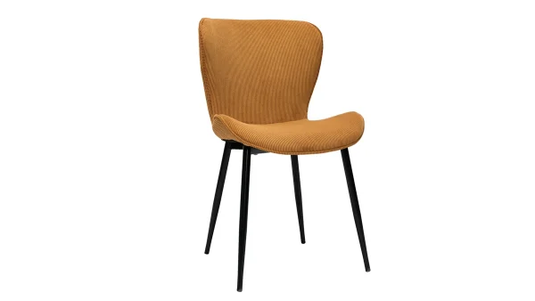 acheter Chaises Design En Velours Côtelé Jaune Curry Et Métal Noir (lot De 2) ADDICT 4