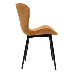 acheter Chaises Design En Velours Côtelé Jaune Curry Et Métal Noir (lot De 2) ADDICT 15