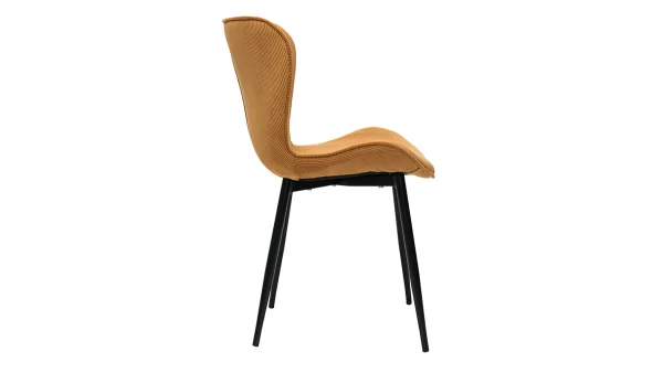 acheter Chaises Design En Velours Côtelé Jaune Curry Et Métal Noir (lot De 2) ADDICT 5