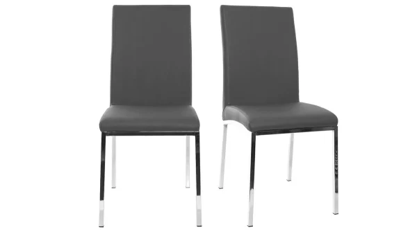 soldes de Noël Chaises Design Gris Et Métal Acier Chromé (lot De 2) SIMEA 1