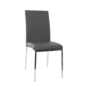 soldes de Noël Chaises Design Gris Et Métal Acier Chromé (lot De 2) SIMEA 13