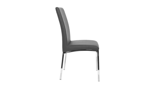 soldes de Noël Chaises Design Gris Et Métal Acier Chromé (lot De 2) SIMEA 5