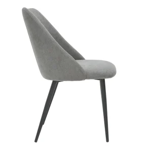 marque pas cher Chaises En Tissu Effet Velours Gris Et Métal Noir (lot De 2) ELLO 16