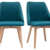 Retour Facile et Gratuit Chaises En Tissu Effet Velours Texturé Bleu Canard Et Bois Clair Massif (lot De 2) HIGGINS 26