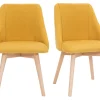 excellente qualité Chaises En Tissu Effet Velours Texturé Jaune Moutarde Et Bois Massif (lot De 2) HIGGINS 26